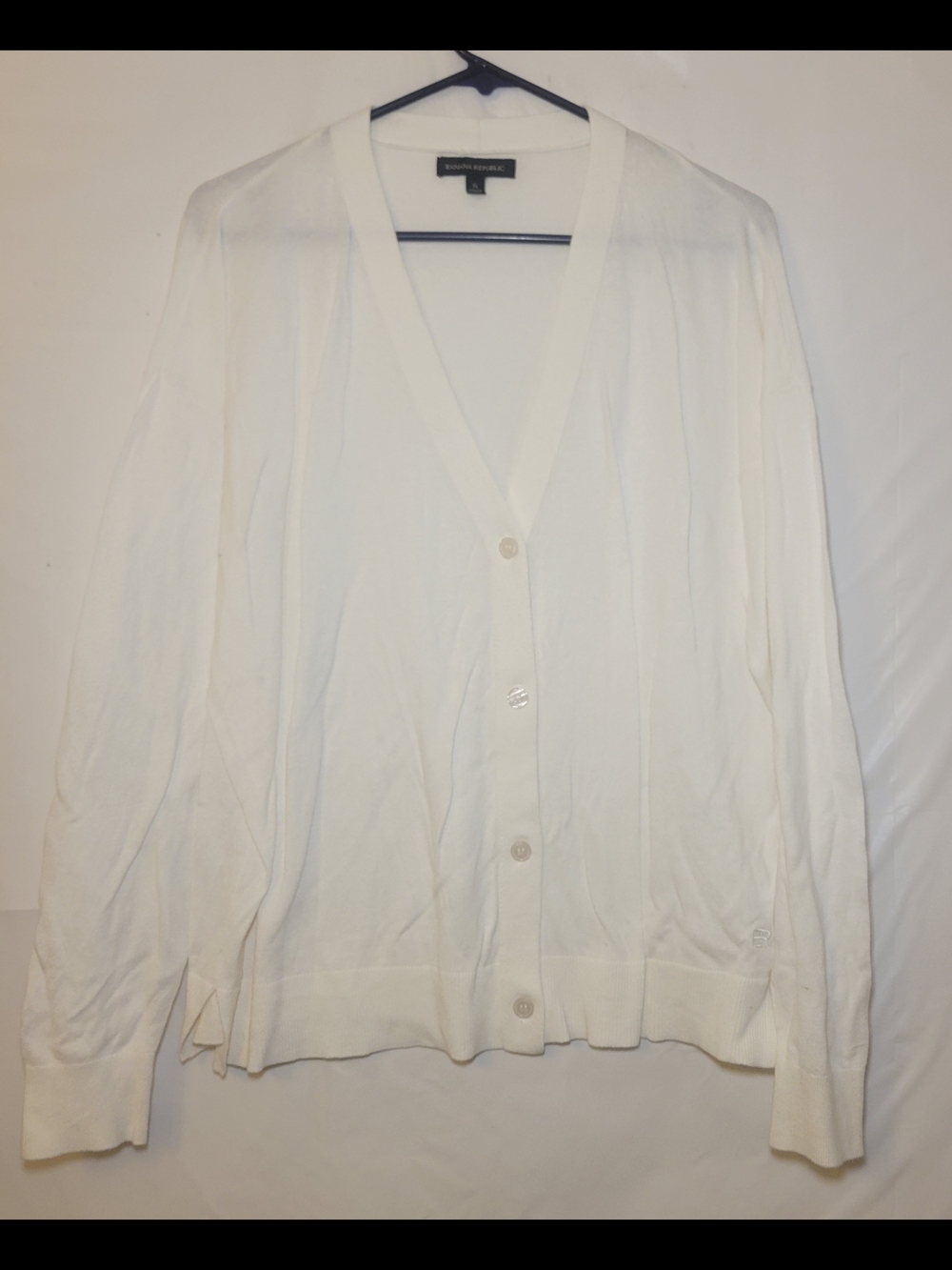 Banana Republic Cream V-Neck Button Cardigan